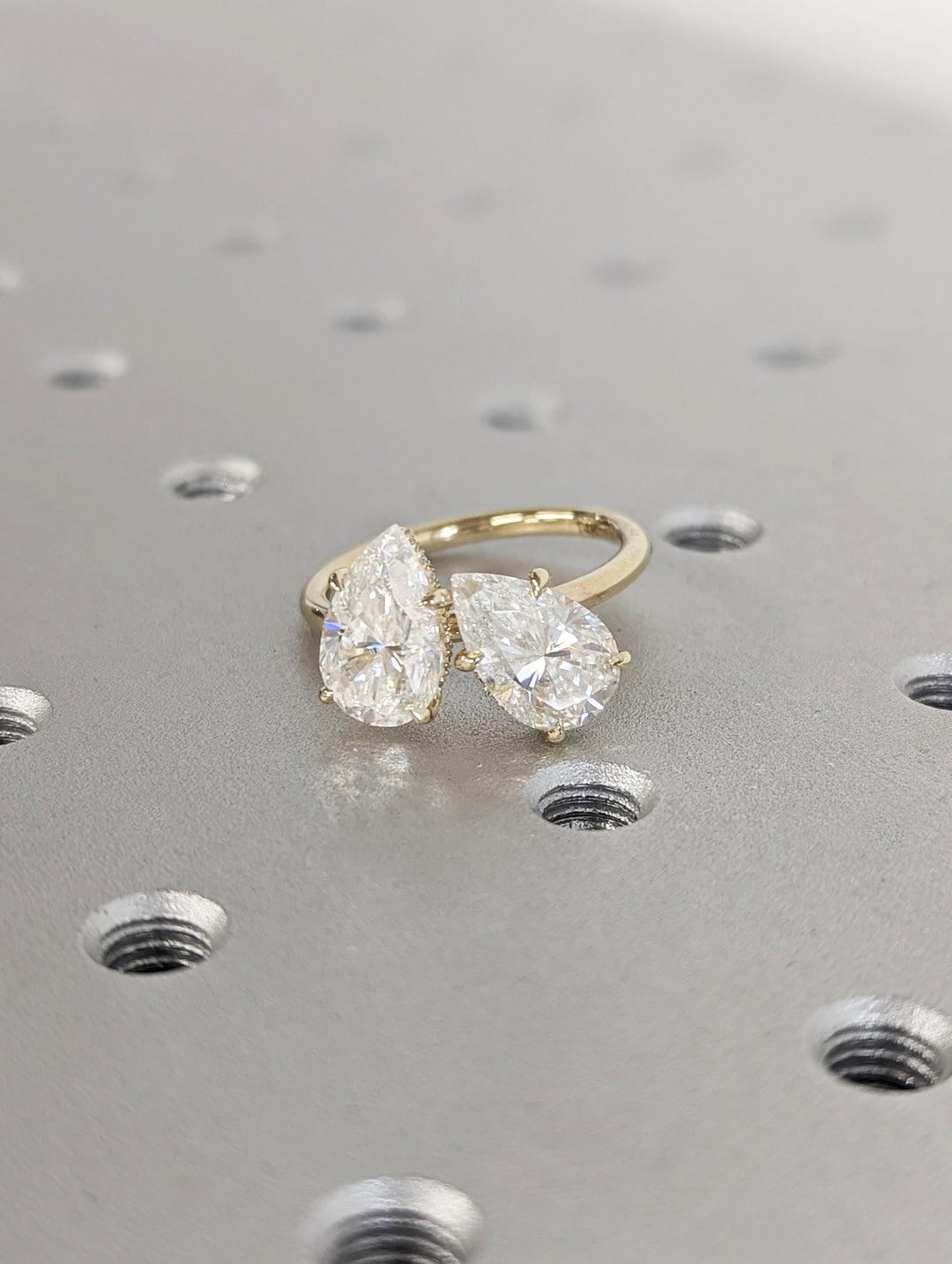 2.50CT Pear Hidden Halo Lab Grown Two Stone Diamond Engagement Ring Pretty Engagement Ring