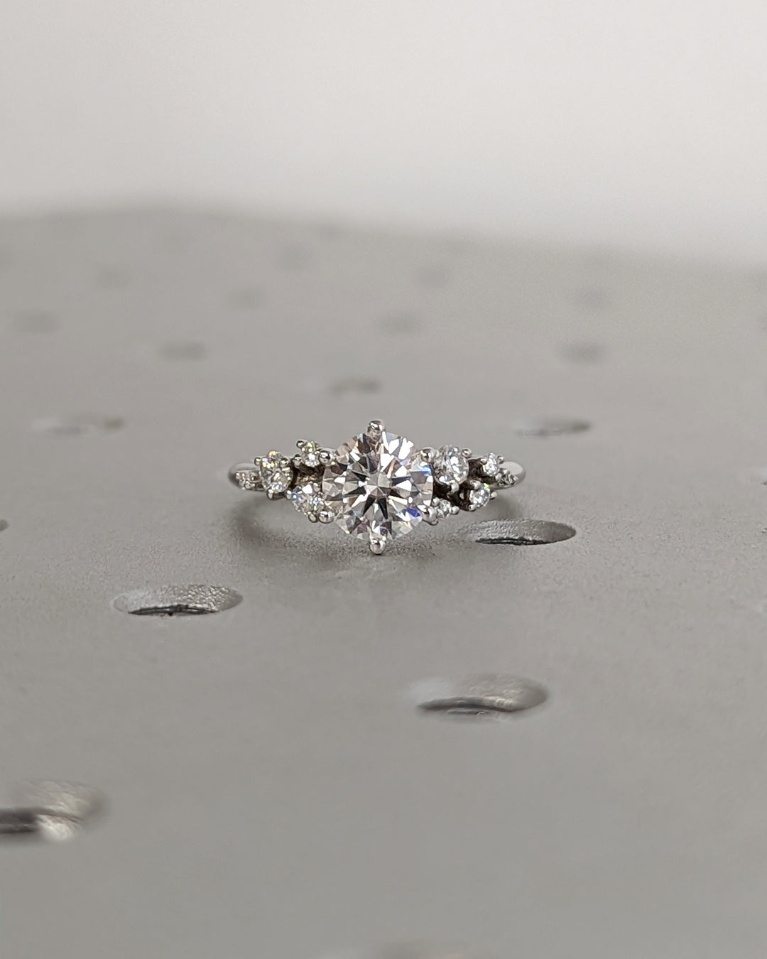 1.0CT Round Cut Cluster Lab Grown Diamond Engagement Ring Simple Promise Ring For Her