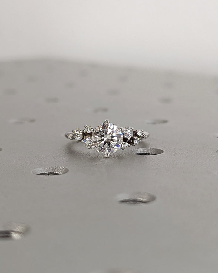 1.0CT Round Cut Cluster Lab Grown Diamond Engagement Ring Simple Promise Ring For Her