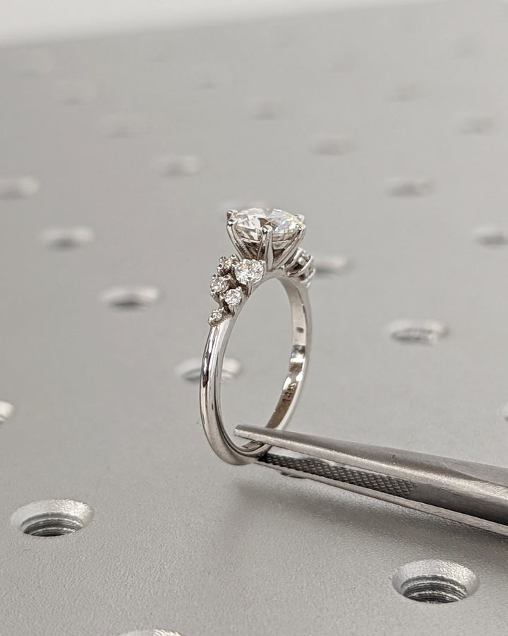 1.0CT Round Cut Cluster Lab Grown Diamond Engagement Ring Simple Promise Ring For Her