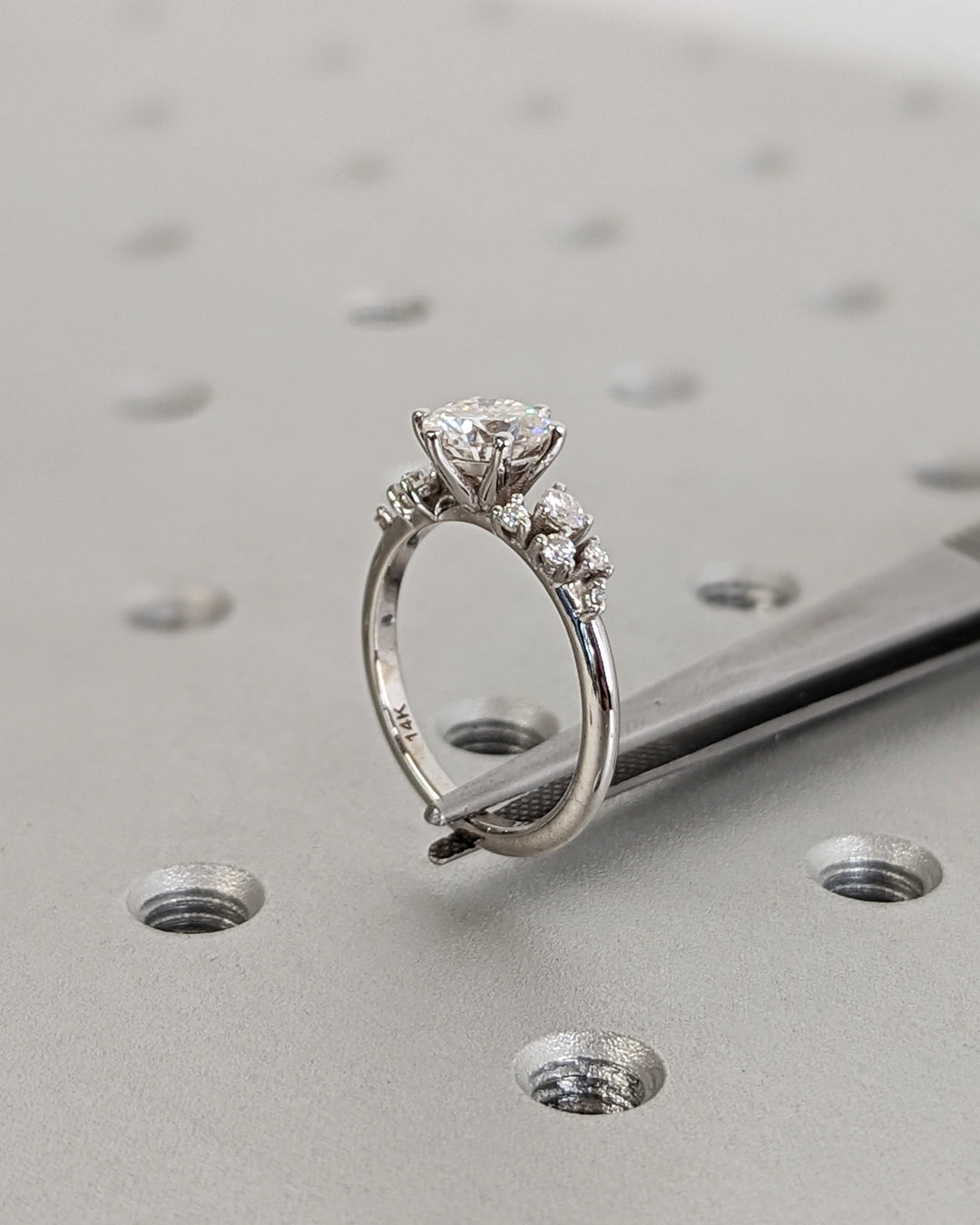 1.0CT Round Cluster Lab Grown Diamond Engagement Ring Nature Inspired Engagement Rings