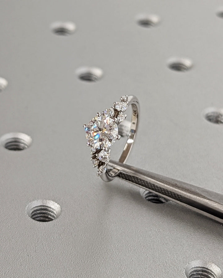 1.0CT Round Cut Cluster Lab Grown Diamond Engagement Ring Simple Promise Ring For Her