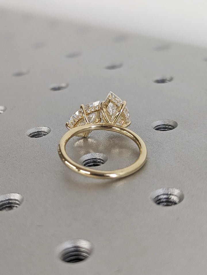 2.50CT Pear Hidden Halo Lab Grown Two Stone Diamond Engagement Ring Pretty Engagement Ring