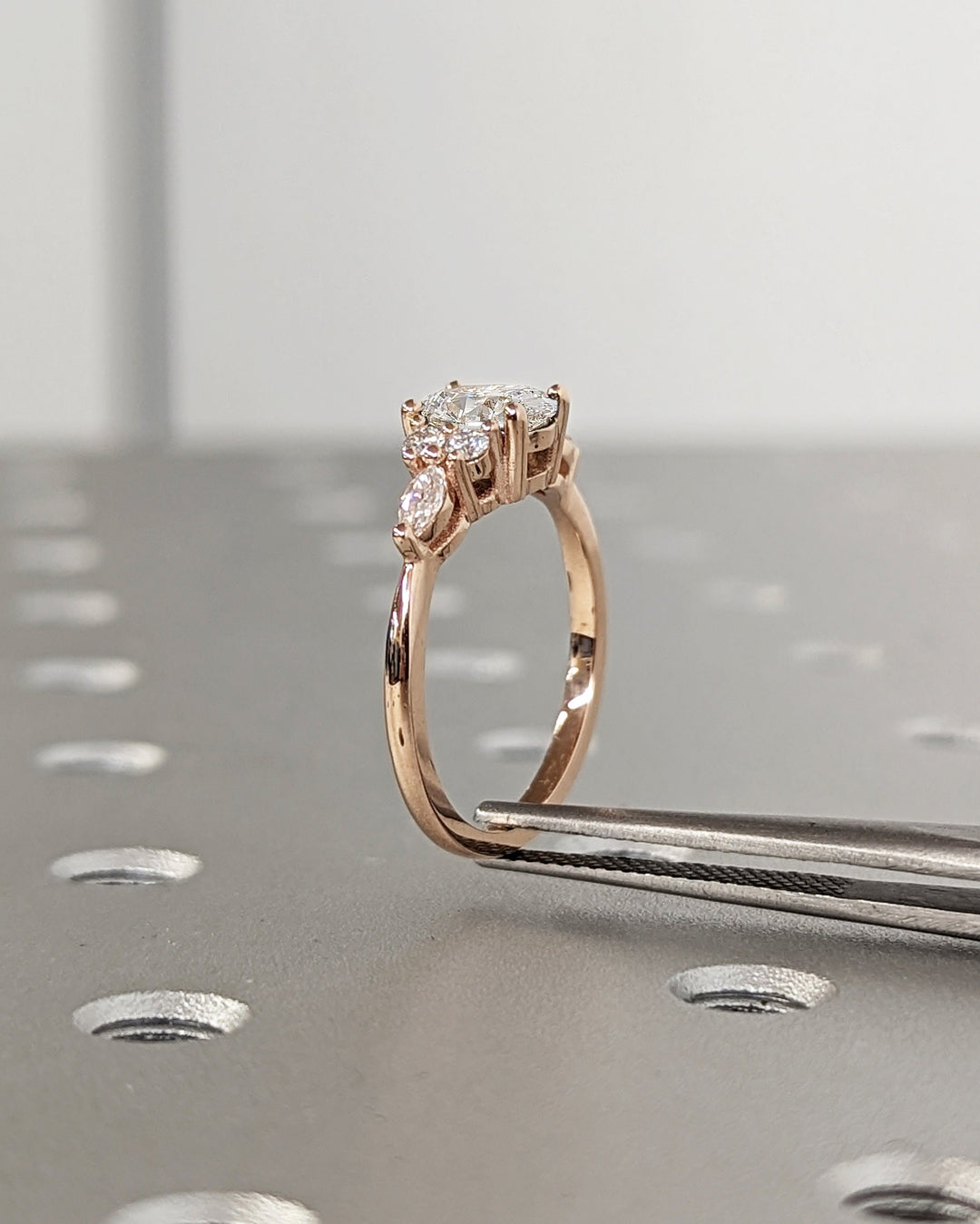 1.0CT Oval Lab Grown Cluster Diamond Engagement Ring Minimalist Diamond Wedding Ring