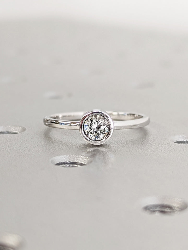 0.50CT Round IGI Certified Lab Grown Bezel Set Diamond Engagement Ring Anniversary Gift
