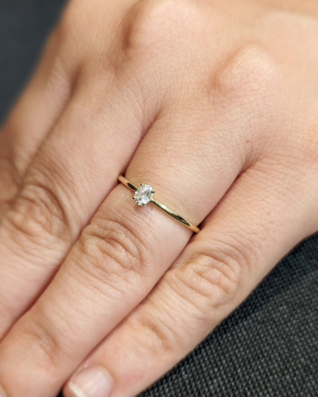 0.25CT Oval Cut Solitaire Lab Grown Diamond Engagement Ring For Women