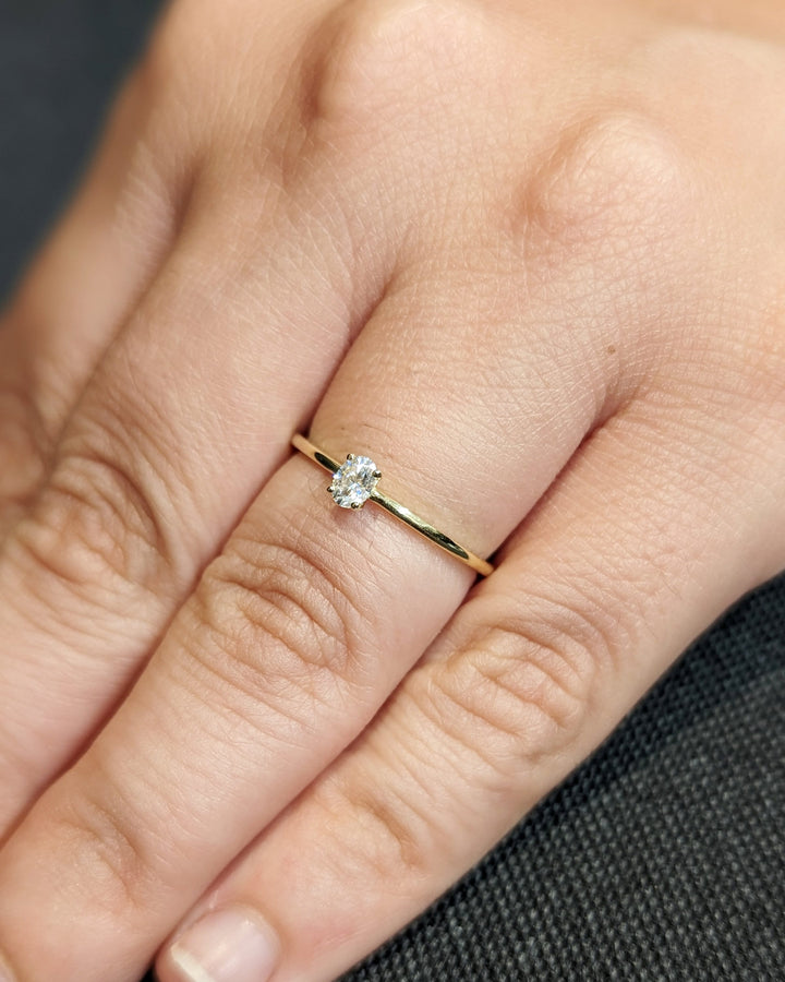 0.25CT Oval Cut Solitaire Lab Grown Diamond Engagement Ring For Women