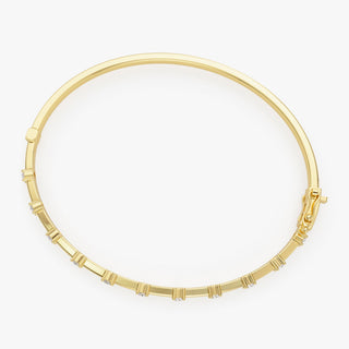 14K Solid Gold Bar Bangle Bracelet for Christmas Gift