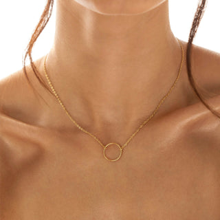 Circle Pendant Dainty Simple Necklace in 14K Solid Gold