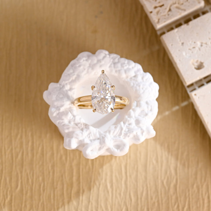 2.50CT Pear Cut Hidden Halo Lab Grown Diamond Engagement Ring For Women