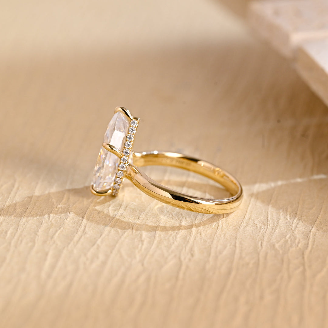 2.50CT Pear Cut Hidden Halo Lab Grown Diamond Engagement Ring For Women