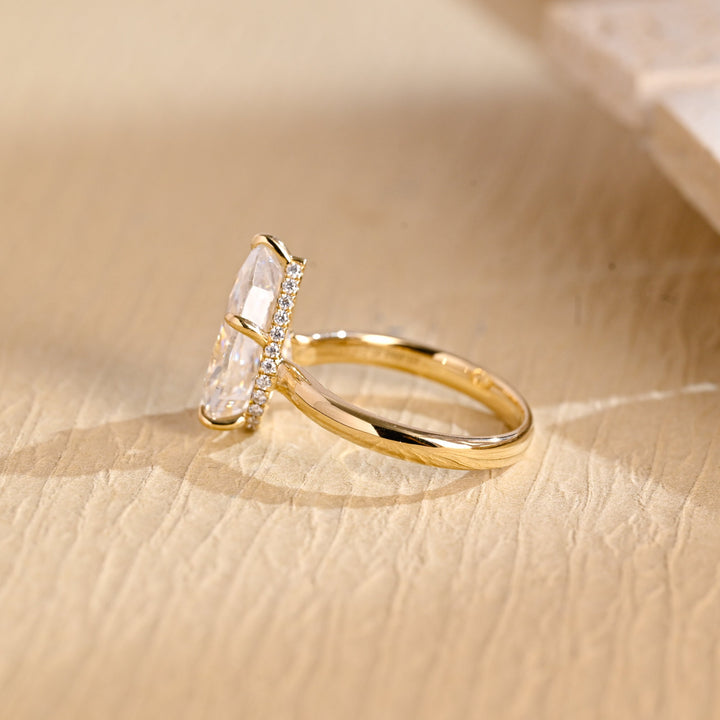 2.50CT Pear Cut Hidden Halo Lab Grown Diamond Engagement Ring For Women