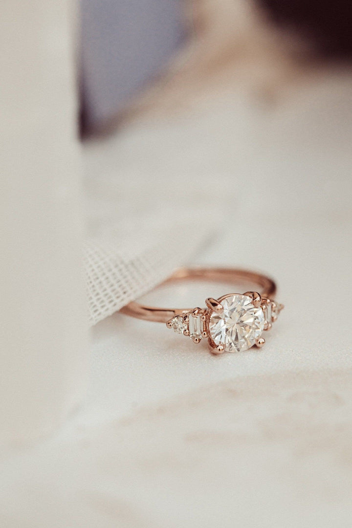 1.0CT Round Cut Cluster Lab Grown Diamond Engagement Ring For Her