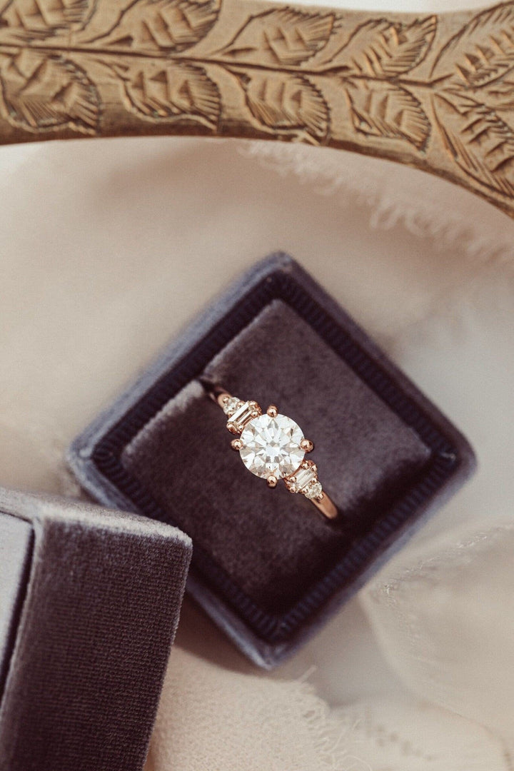 1.0CT Round Cut Cluster Lab Grown Diamond Engagement Ring For Her