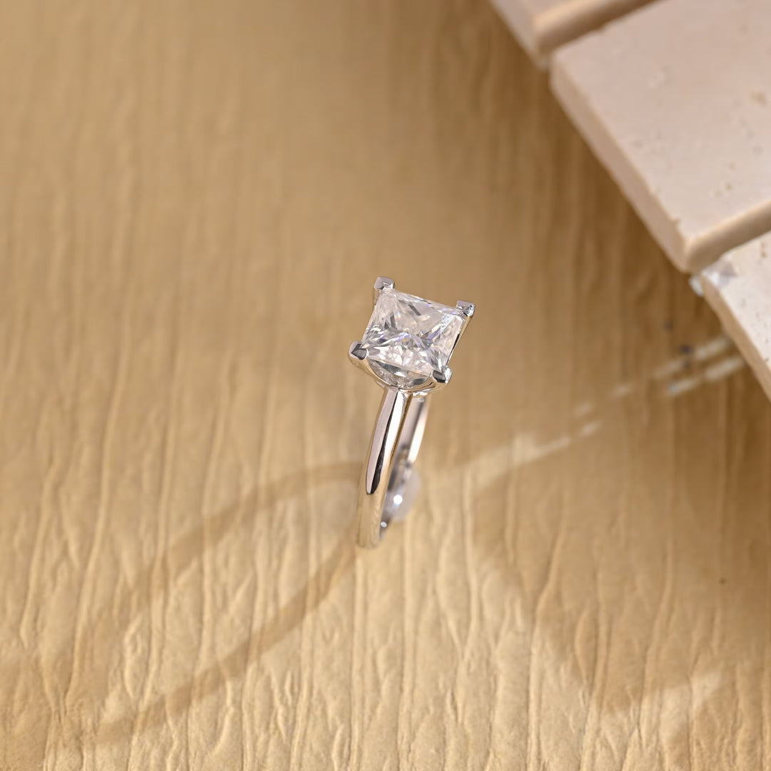 1.0CT Princess Cut Lab Grown Diamond Solitaire Engagement Ring, Anniversary Gift
