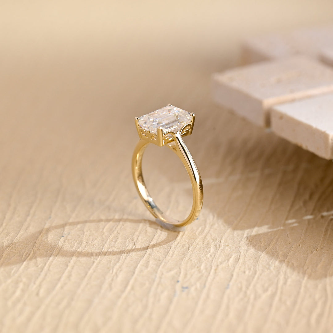 2.0CT Emerald Cut Lab Grown Diamond Solitaire Engagement Ring For Women