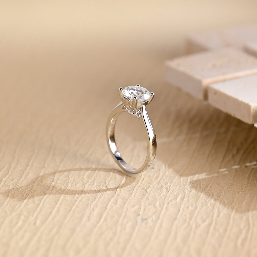1.0CT Round Cut Solitaire Lab Grown Diamond Engagement Ring, Proposal Ring