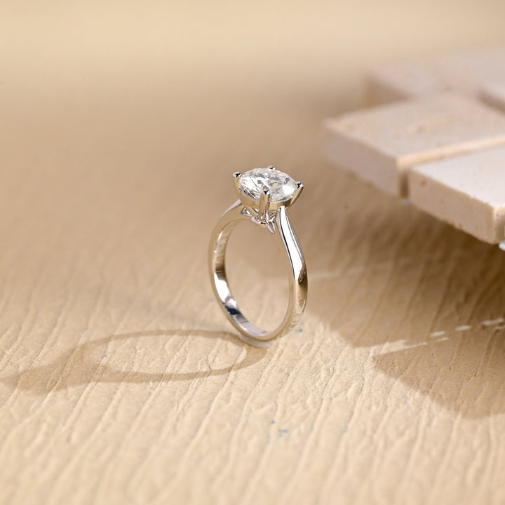 1.0CT Round Cut Solitaire Lab Grown Diamond Engagement Ring, Proposal Ring