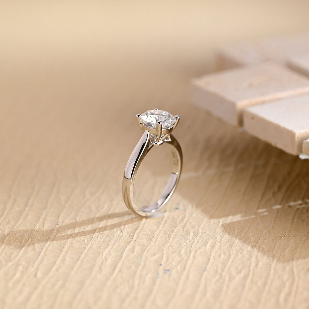 1.0CT Round Cut Solitaire Lab Grown Diamond Engagement Ring, Proposal Ring