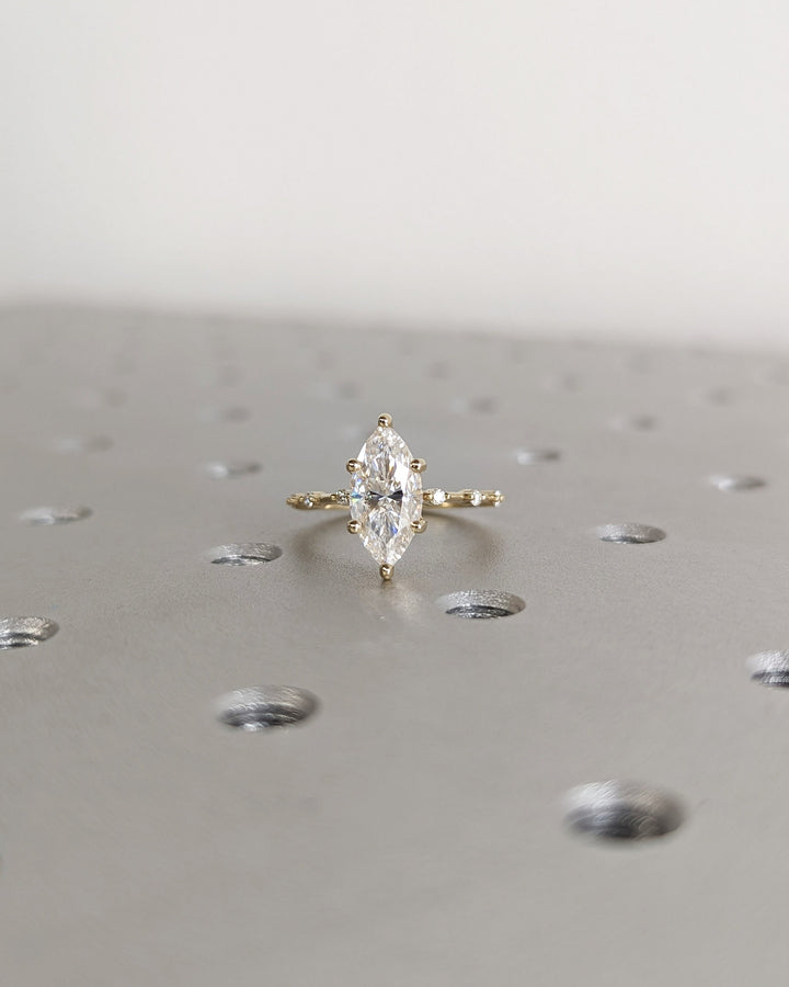 1.50CT Marquise Cut Hidden Halo Lab Grown Petite Pave Diamond Engagement Ring For Her Maximalist Wedding Ring