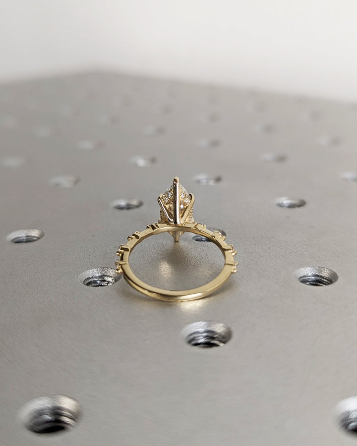 1.50CT Marquise Cut Hidden Halo Lab Grown Petite Pave Diamond Engagement Ring For Her Maximalist Wedding Ring