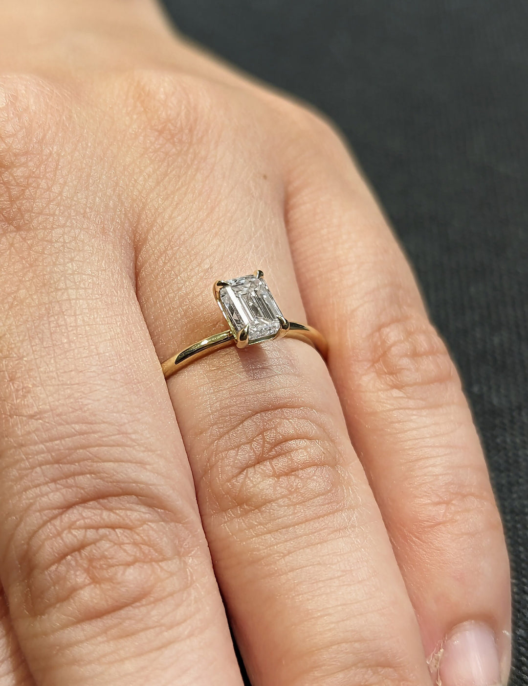 1.0CT Emerald Cut Solitaire Lab Grown Diamond Engagement Ring For Women