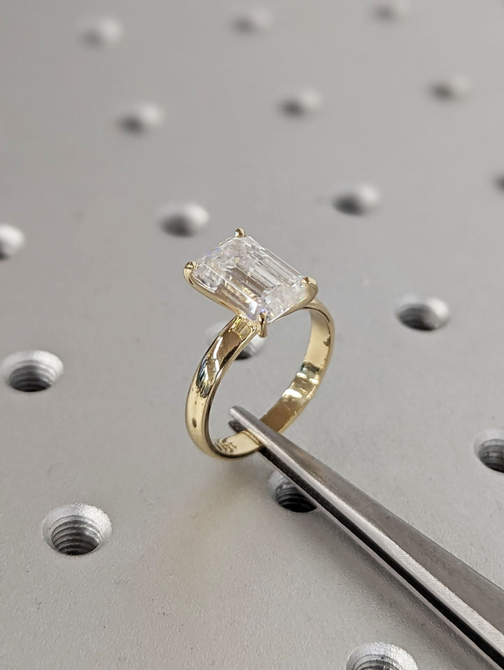 4.0CT Emerald Cut Solitaire Lab Grown Diamond Engagement Ring For Women