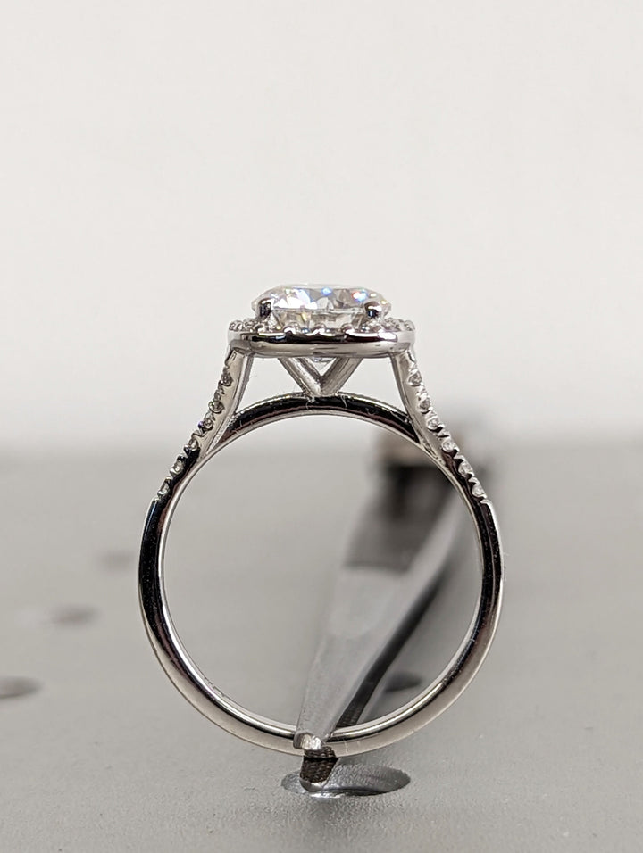 1.50CT Round Cut Halo Lab Grown Diamond Pave Engagement Ring For Women