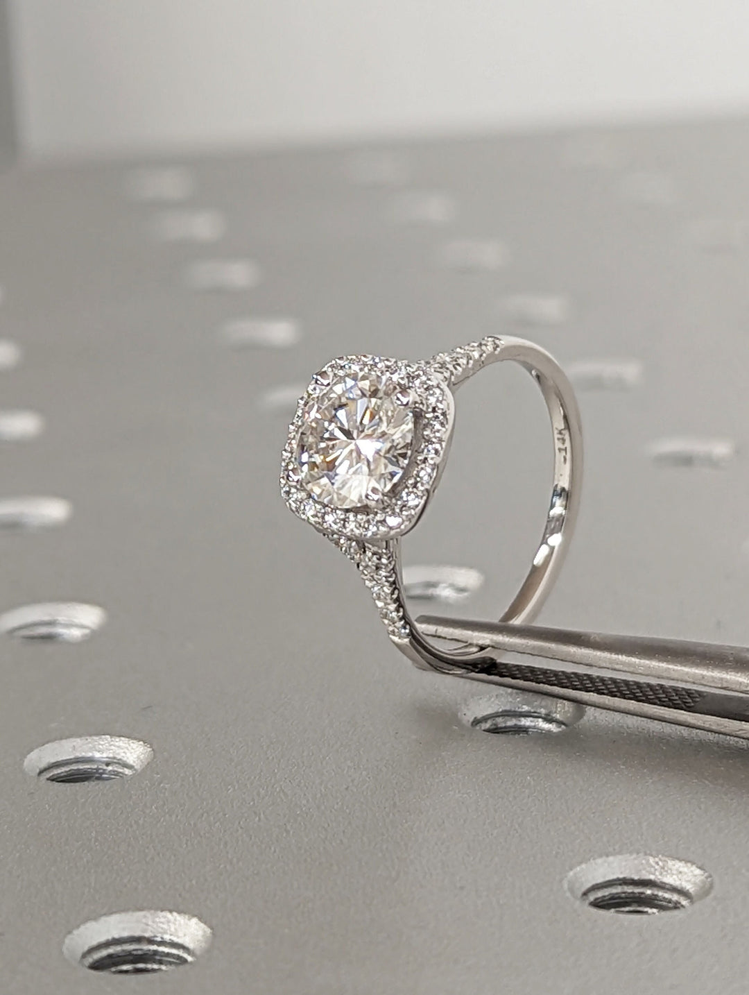 1.50CT Round Cut Halo Lab Grown Diamond Pave Engagement Ring For Women