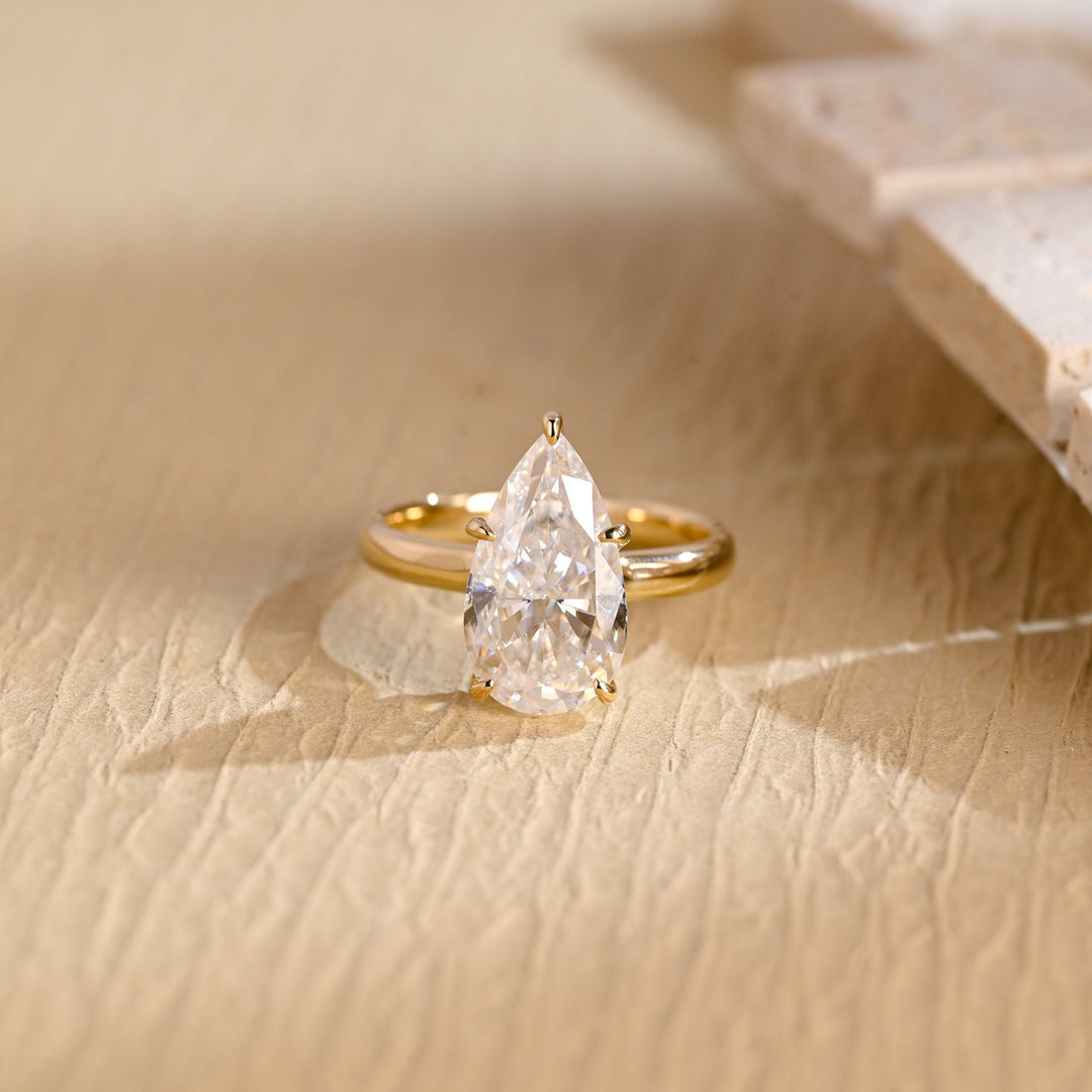 2.50CT Pear Cut Hidden Halo Lab Grown Diamond Engagement Ring For Women