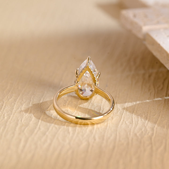 2.50CT Pear Cut Hidden Halo Lab Grown Diamond Engagement Ring For Women