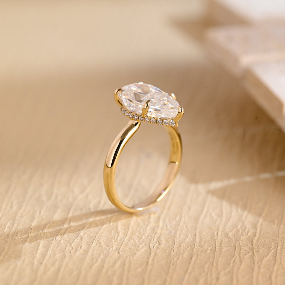 2.50CT Pear Cut Hidden Halo Lab Grown Diamond Engagement Ring For Women