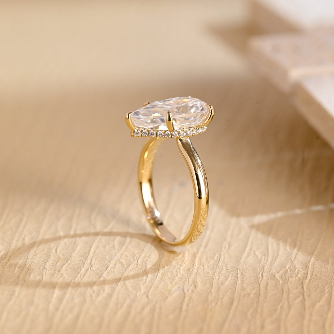 2.50CT Pear Cut Hidden Halo Lab Grown Diamond Engagement Ring For Women
