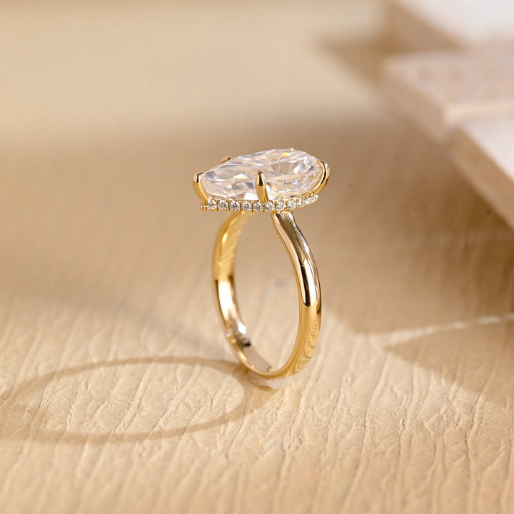 2.50CT Pear Cut Hidden Halo Lab Grown Diamond Engagement Ring For Women