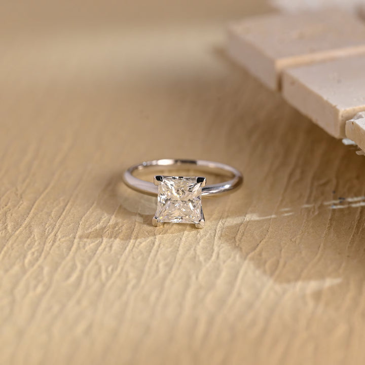 1.0CT Princess Cut Lab Grown Diamond Solitaire Engagement Ring, Anniversary Gift