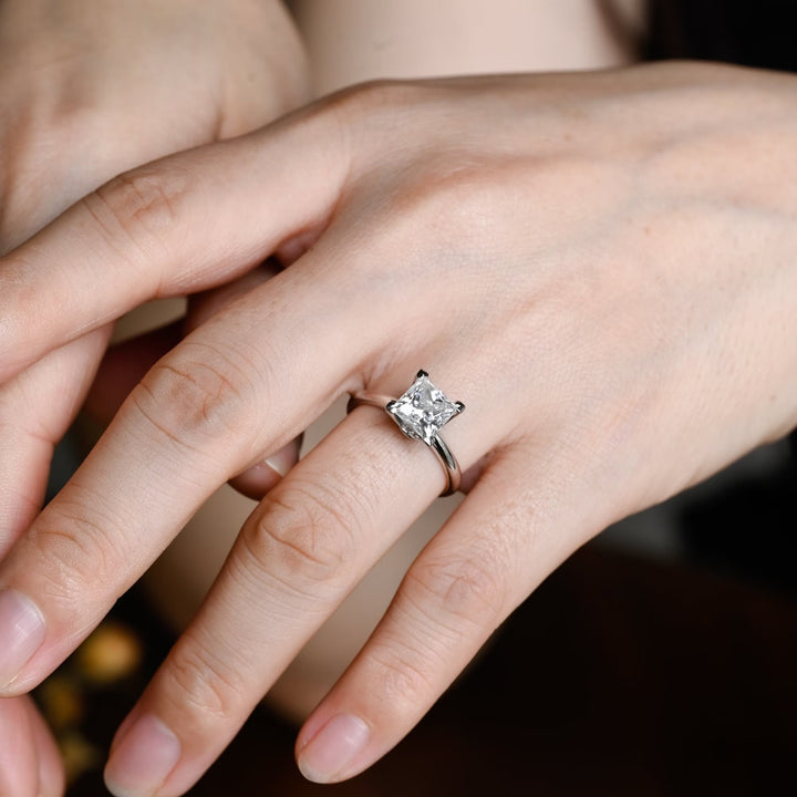 1.0CT Princess Cut Lab Grown Diamond Solitaire Engagement Ring, Anniversary Gift