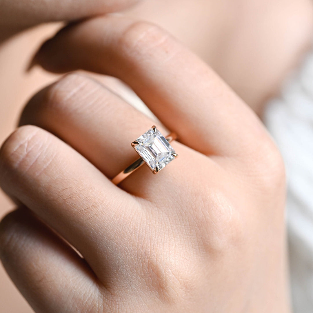 1.50CT Emerald Cut Solitaire Lab Grown Diamond Engagement Ring For Women