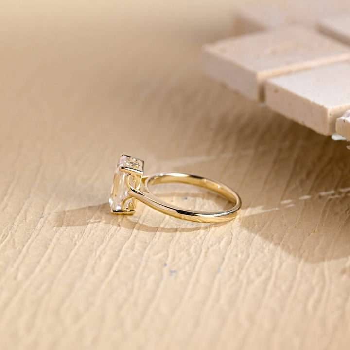 2.0CT Emerald Cut Lab Grown Diamond Solitaire Engagement Ring For Women