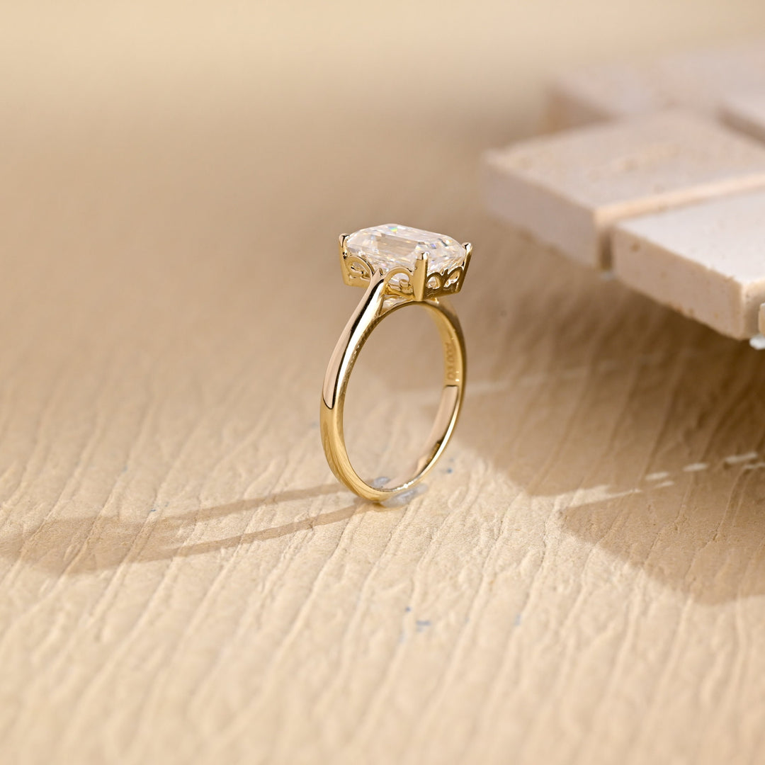 2.0CT Emerald Cut Lab Grown Diamond Solitaire Engagement Ring For Women