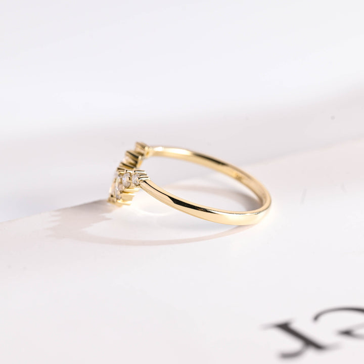 0.36CT Round & Marquise Cut Curved CVD EF/VVS Diamond Wedding Band