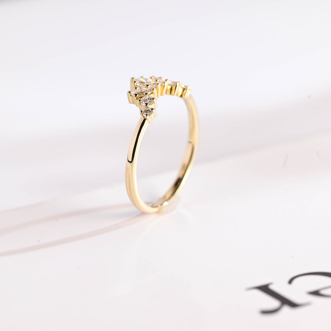 0.36CT Round & Marquise Cut Curved CVD EF/VVS Diamond Wedding Band