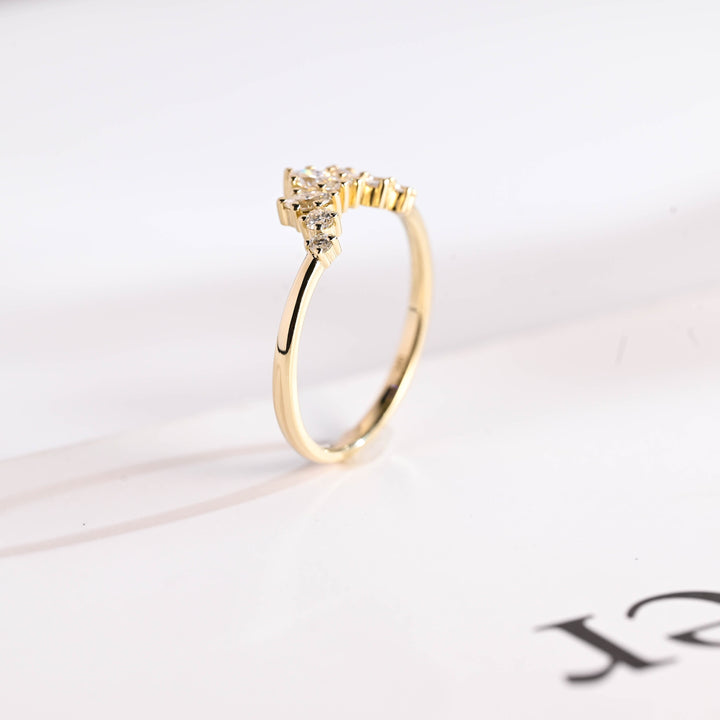 0.36CT Round & Marquise Cut Curved CVD EF/VVS Diamond Wedding Band