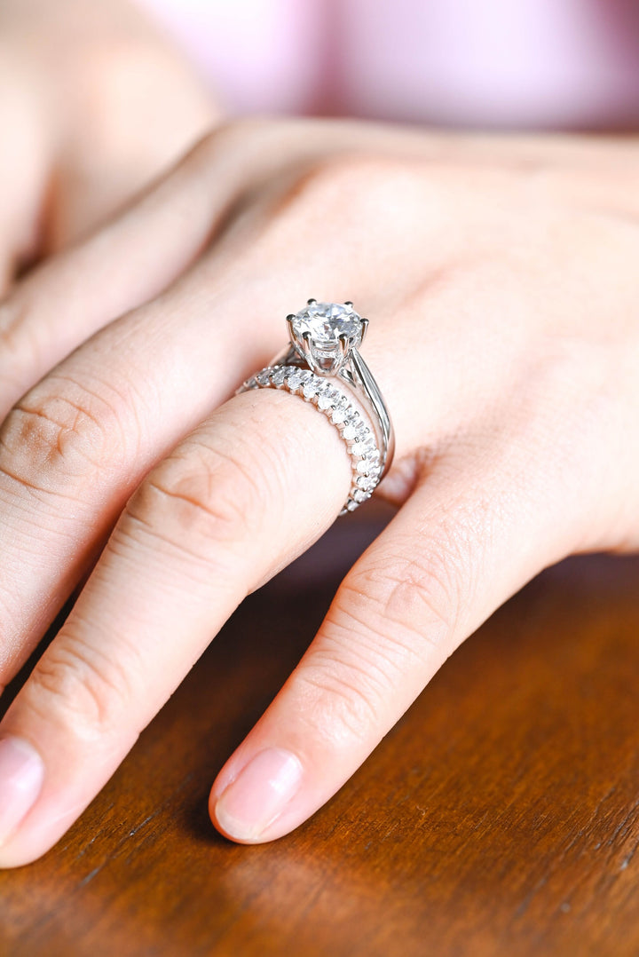 2.0CT Oval Cut Eternity CVD EF/VVS Diamond Wedding Band, For Women
