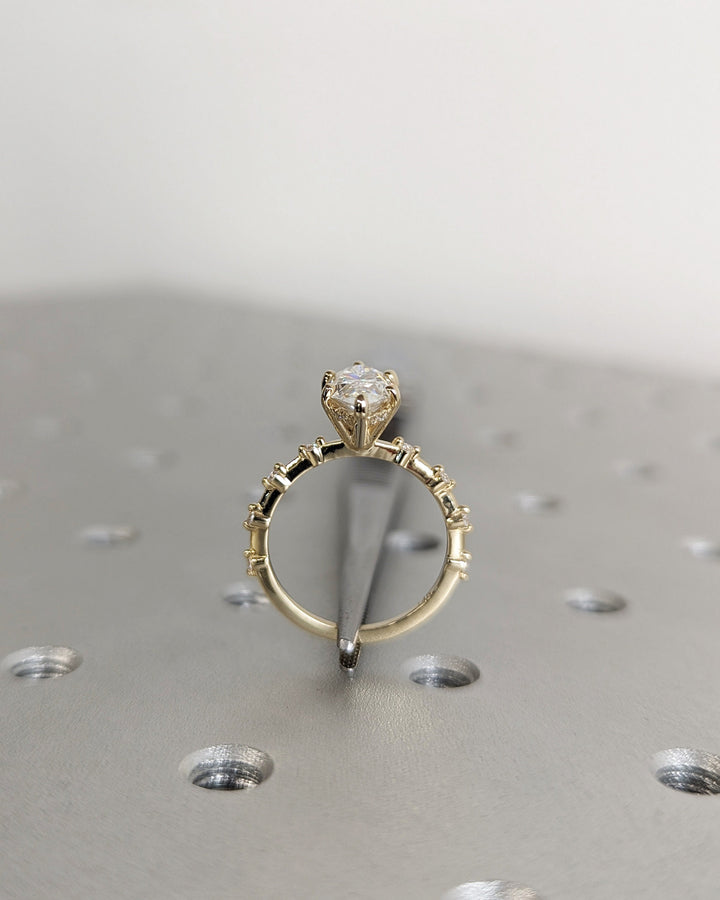 1.50CT Marquise Cut Hidden Halo Lab Grown Petite Pave Diamond Engagement Ring For Her Maximalist Wedding Ring