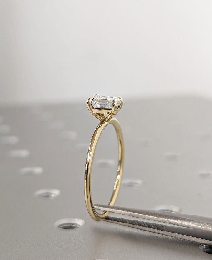 1.0CT Emerald Cut Solitaire Lab Grown Diamond Engagement Ring For Women
