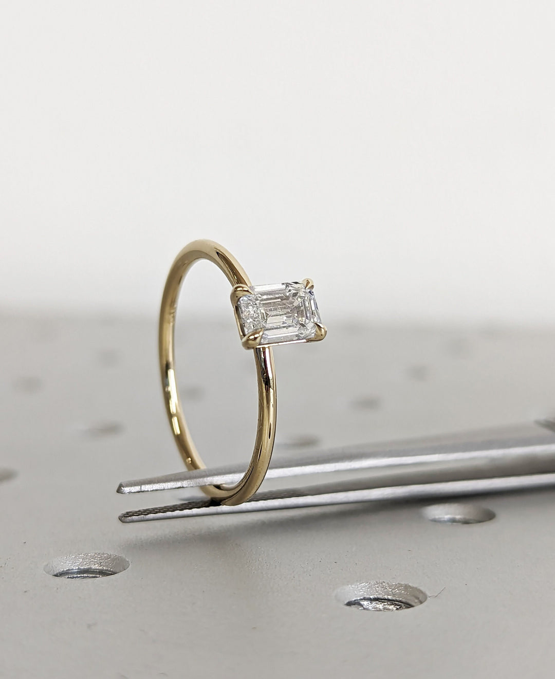 1.0CT Emerald Cut Solitaire Lab Grown Diamond Engagement Ring For Women