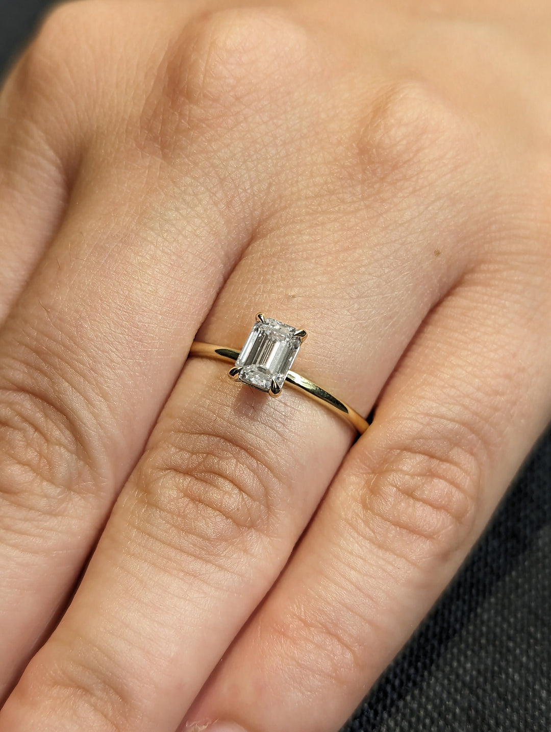 1.0CT Emerald Cut Solitaire Lab Grown Diamond Engagement Ring For Women