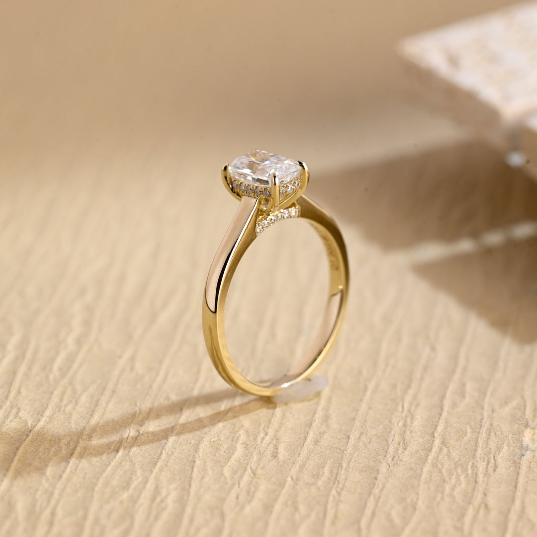 1.0CT Elongated Cushion Cut Lab Grown Diamond Hidden Halo Engagement Ring For Women