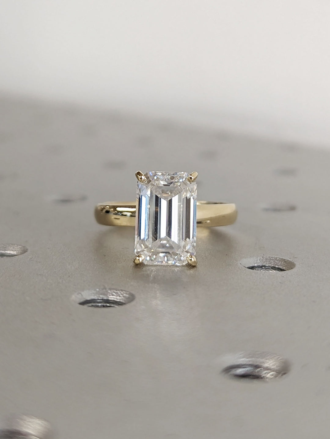 4.0CT Emerald Cut Solitaire Lab Grown Diamond Engagement Ring For Women