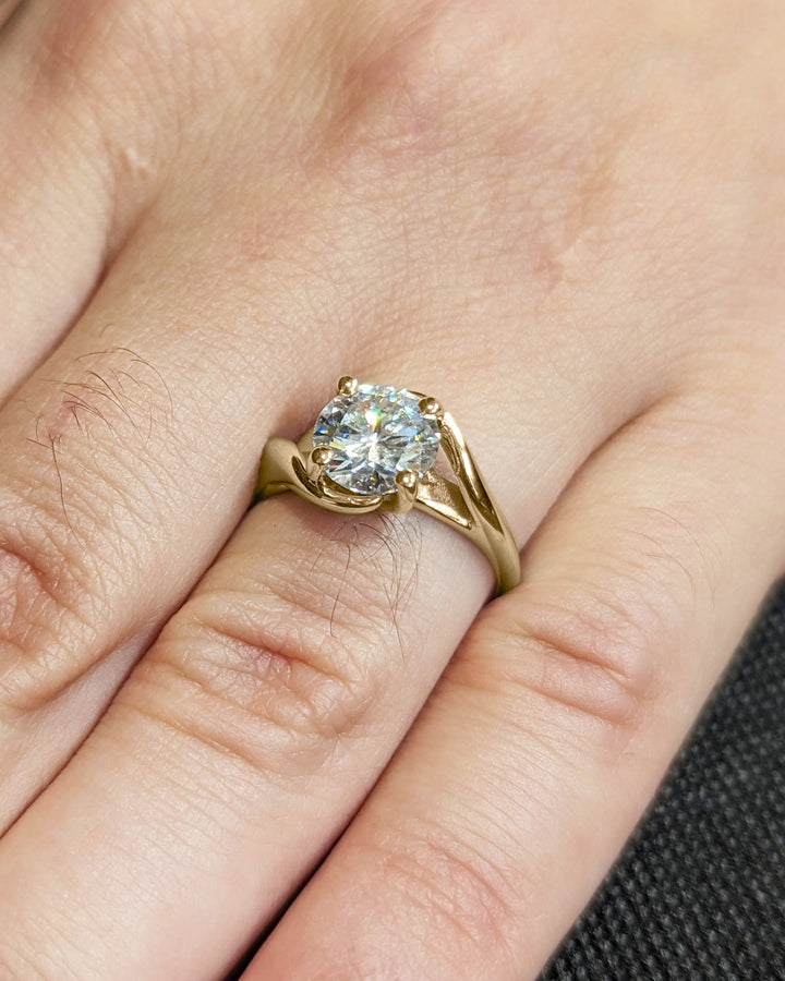 1.50CT Round Cut Twist Euro Shank Art Deco Lab Grown Diamond Engagement Ring